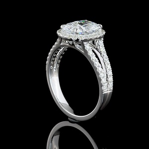 2 CT IGI Certified Cushion Cut Diamond <b>Ring</b> Micro Pave <b>Split</b> Shank Halo Engagement <b>Ring</b> 18K White Gold Fine Jewelry - Product Image 4