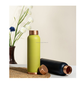 Eco friendly solid copper water bottle with <b>secure</b> threaded cap for clean water storage and daily healthy hydration - Product Image 5