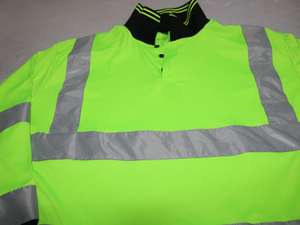 Camisetas de alta visibilidad para hombre y mujer en verde neón brillante y negro, con hilos finos para hombre y mujer. - Product Image 2