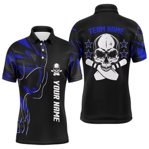 Wholesale High Quality Custom Quick Dry Polyester/Cotton Blend Knitted Sporty <b>Bowling</b> for Shirt Sublimation for Men - Product Image 6