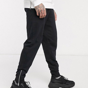 Men's Black Sweatpants <b>Elastic</b> <b>Waist</b> Side Pockets Casual Midweight Cotton Knitted Autumn Wear - Product Image 4