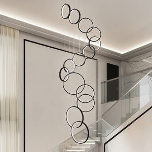 Lampadario LED Lineare Moderno Nero per Ingresso, Scale e Corridoio con Telecomando - Product Image 1