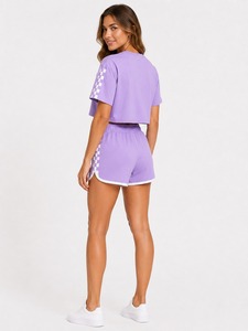 Ensemble décontracté d'été pour femme, le plus vendu, avec logo personnalisé, en matière fraîche, motif uni, design tendance, ensemble court à prix réduit - Product Image 6