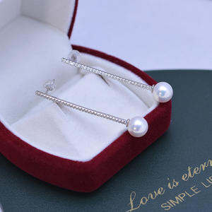 Pendientes de Plata S925 con Perlas Redondas Blancas de Agua Dulce de 7-8 mm, Luz Intensa, Casi Impecables, para Mujer - Product Image 4