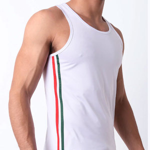 Cut Out Tank Top <b>Men</b> Sleeveless Summer Wear Fashion Plain Custom Logo Vintage Round Neck Curved Hem Cotton Jersey <b>Singlet</b> - Product Image 5