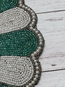 Striped cute handwork <b>Beaded</b> <b>Placemat</b> Handmade Round Table Mat Scallop Edge Dining Charger Plate Wedding Home Kitchen Decor - Product Image 4
