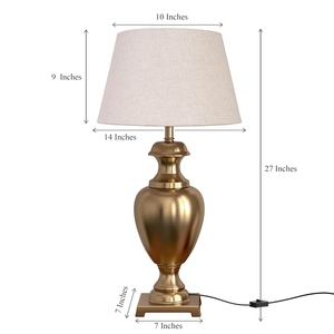 Luxury design <b>Gold</b> <b>Table</b> Lamp Modern Brushed Brass <b>Bedside</b> Light Urn Metal Base Fabric Shade Elegant Bedroom Nightstand Decor - Product Image 3
