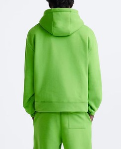 Men's Green Hooded <b>Tracksuit</b> Full Sleeve Sweatshirt And Pants Set Breathable Cotton Casual Wear Spring Solid Color Loose Fit - Product Image 5