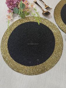 Gold Rimmed Black <b>Beaded</b> <b>Placemat</b> Round Table Decor Boutique Wholesale Artistry By PR India Manufacturer Premium Quality - Product Image 4