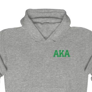 อาคาเสื้อกีฬาเกรย์มีฮู้ดสีเขียวพิมพ์ลายเสื้อสวมหัวขนแกะ unisex เสื้อกันหนาวชมรมกรีก OEM ODM - Product Image 3