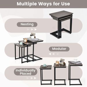 Set di 3 Tavolini da Caffè Multifunzionali Impilabili - Product Image 5