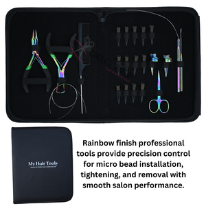 Kit d'outils pour extensions capillaires Micro Link avec pinces à sertir et à retirer en acier inoxydable, mini-ciseaux, pinces de coiffage et doigtier de séparation - Product Image 6