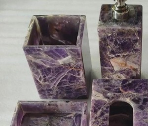 Juego de Baño Moderno de Tres Piezas de Resina Acrílica Azul Cielo de Lujo de ILAHI, Diseño Floral, Accesorios Decorativos para el Hogar, Uttar - Product Image 2