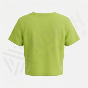 เสื้อยืดครอปท็อปผ้าฝ้ายเนื้อหนาเรียบสำหรับผู้หญิง  รับสกรีนโลโก้ ระบายอากาศได้ดี พรีเมียม เหมาะสำหรับออกกำลังกาย ชุดลำลอง - Product Image 2