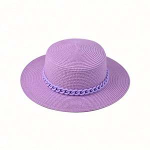 Chapeau de soleil d'extérieur unisexe en paille à large bord, avec chaîne colorée, style sombrero, décontracté et tendance - Product Image 3