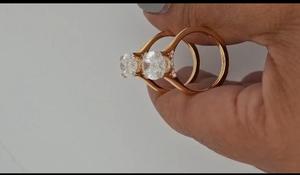 แหวนแต่งงานผู้หญิงสไตล์วินเทจทองคำ 14K สีเหลือง ประดับเพชรโมวาลแล็บโกรว์ 3.60 กะรัต ทรงฮาโล เครื่องประดับชั้นดี IGI - Product Image 4