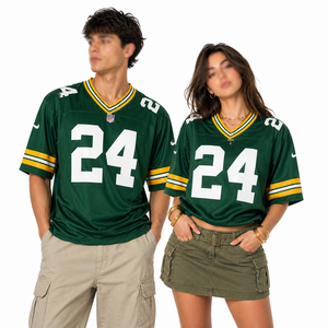 Maillot de football américain unisexe, coupe ample, col en V, manches courtes, haut athlétique classique, fournisseur en gros OEM - Product Image 4