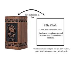 Handcrafted Eco-Friendly Rosewood & Resin Cremation Urn <b>for</b> Baby & <b>PET</b> Engraved Floral Remembrance Ocean Heart Design Handmade - Product Image 4