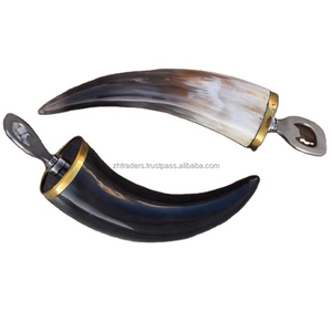 ที่เปิดขวดทำจากเขาควายขัดเงาอย่างดี ปลายทองเหลือง สีธรรมชาติ งานฝีมือสุดหรู เหมาะเป็นของขวัญสำหรับบาร์และร้านอาหาร - Product Image 1