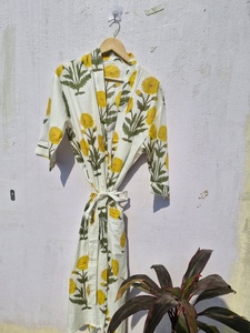 Robe kimono en coton à imprimé floral pour femme, tenue de plage légère, peignoir décontracté, robe portefeuille - Product Image 4