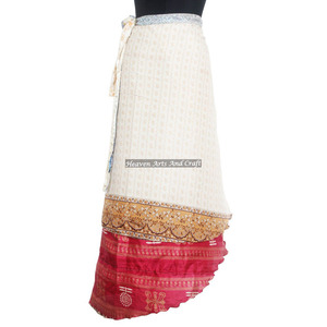 Fashionable Silk Sari Long Wrap <b>Skirt</b> For Wearing <b>boho</b> stylish multi color summer wear comfortable fashion <b>boho</b> hippie free size - Product Image 2