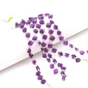 AAA Purple Amethyst Leaf Shape Gemstone Beads Hand Carved Natural Amethyst Carving Beads For Jewelry Making Loose Gemstone Bead - Product Image 3