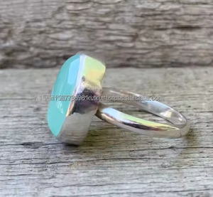 Meilleure vente 925 bague en argent Sterling faite à la main bague en pierre bleue calcédoine cadeau d'anniversaire bijoux pour hommes et femmes - Product Image 1