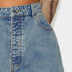 Hot Selling Solid Color Blank <b>Ladies</b> Baggy Pants Custom Heavyweight High Quality Oversized Denim Baggy Jeans For Women - Product Image 6