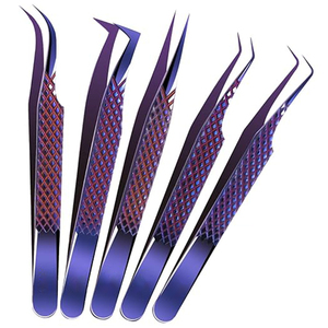 Ensemble de pinces à cils professionnelles en acier inoxydable, pointe lisse, outils de précision pour l'application d'extensions de cils, pinces avec logo personnalisé - Product Image 1