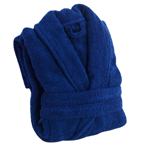 Peignoir de bain luxueux 100% coton éponge à col châle pour femme, doux, séchage rapide, bleu marine - Product Image 6