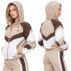Chaqueta Cortavientos con Capucha para Mujer, Logotipo Bordado Personalizado OEM, 100% Nailon, Chaqueta Impermeable con Cremallera para Senderismo - Product Image 4