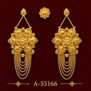 Boucles d'oreilles clous classiques MOLL JEWELLERS en forme de fleur et de cœur, en alliage de zinc, corail, plaqué or 9K et or 24K, style soirée pour femme A-55166 - Product Image 1