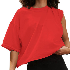 Women's Sexy Streetwear Printed Crop T-Shirts Crew Neck Cotton Polyester Spandex Short Sleeve Slim Fit Bulk Purchasing Options - Product Image 1