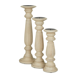 Ensemble de 3 bougeoirs de décoration pour la maison et la ferme Fourniture en gros d'usine Bougeoir en bois sculpté à la main Bon marché - Product Image 5