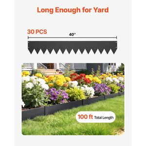 Bordatura per Giardino in Acciaio Zincato, Confezione da 30 Pezzi, 40 x 6 Pollici, Attrezzi da Giardinaggio in Metallo Resistente con 32 Clip di Montaggio - Product Image 4