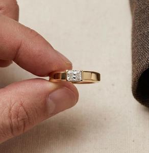 <b>18K</b> Yellow <b>Gold</b> <b>Mens</b> 1.00 CT Radiant Cut Diamond Solitaire <b>Ring</b> Luxury Engagement Wedding Band <b>Gold</b> <b>Ring</b> for Friends - Product Image 3