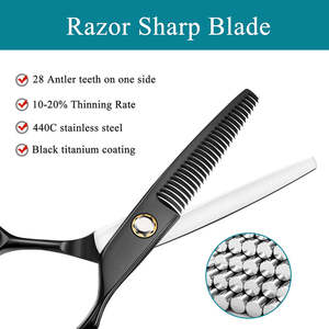 Tijeras de Entresacar Profesionales para Barbería, de Acero Inoxidable Japonés 440C de la Mejor Calidad - Product Image 5