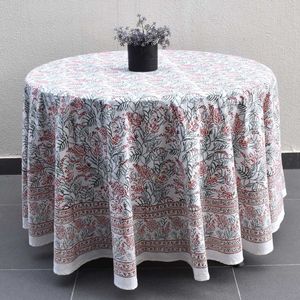 Mantel Redondo de Algodón de 220 cm para 8 Personas, Diseño Francés Lilas Tango Lily, del Mejor Fabricante Indio - Product Image 5