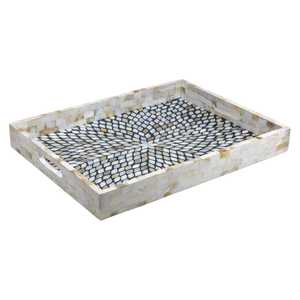 Flower Pattern Mother of Pearl Serving Tray Customized Design Food Storage Container Bone And <b>Mop</b> Inlay Tray Hot Selling - Product Image 2