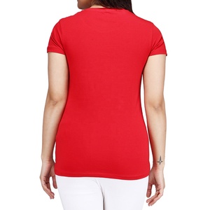 <b>Red</b> Crew Neck Short Sleeve T-Shirt With Butterfly Heartbeat Print <b>Top</b> Everyday Casual Style Women's Jersey Fabric 100% Cotton - Product Image 5