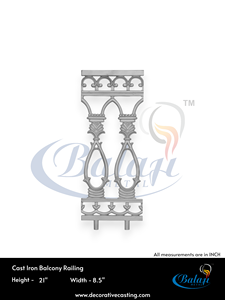 Durable Solid Heavy Duty Cast Iron Modern Balcony Stair Railing Grill Super Shot Blasted Finish Custom Ornate Outdoor <b>Frameless</b> - Product Image 5