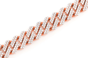 Pulsera de Eslabones Cubanos de 13 mm, Fabricada con Cadena de Diamantes de Oro de 14k, Corte Redondo, Microincrustaciones, Joyería de Lujo para Uso Diario - Product Image 5