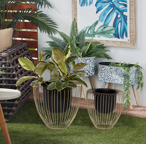 Support de pot de fleurs en métal doré fait main avec revêtement en poudre, style ferme, pour intérieur et extérieur, best-seller, décoration maison et jardin - Product Image 6