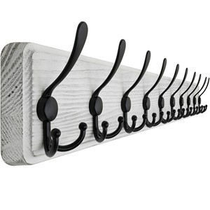 Rustic Fir Wood <b>Wall</b> Hook <b>Rack</b> 10-Hook Hand-Carved Wholesale Moradabad - Product Image 1