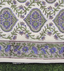 Tela de algodón azul con estampado Mughal, material de costura indio hecho a mano, tela de algodón estampada por yarda, suave y ligera, 44 yardas - Product Image 2