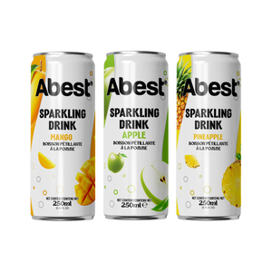 Bebida de Frutas Gasificada ABEST, Sabor Mango, Melocotón y Piña, Lata de Aluminio de 330 ml, Bebida Carbonatada, Fabricante OEM A&B Vietnam - Product Image 1