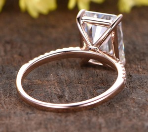 Premium 2.5 carat luxury look radiant Cut Diamond Engagement <b>Ring</b> in Yellow <b>Gold</b> Prong Setting Classic Women's - Product Image 5