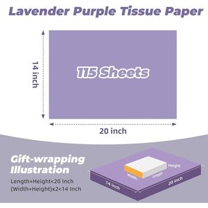 Carta Velina Lavanda per Artigianato, 115 Fogli 14 x 20 Pollici, Carta da Regalo Viola Chiaro, Carta Velina per Confezioni Regalo in Confezione Convenienza - Product Image 2