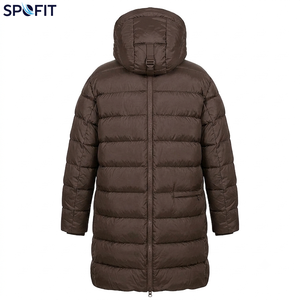Custom Men's Long Hooded Puffer Jacket <b>Thick</b> <b>Winter</b> <b>Coat</b> Windproof Polyester Wadding Casual Loose Fit Zipper Closure Solid Black - Product Image 5
