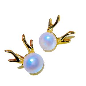 ต่างหูเงินแท้ 925 ประดับมุกน้ำจืดทรงเขากวาง สไตล์ชาติพันธุ์ใหม่ ปี 2022 สดใส สวยสง่า น่ารัก - Product Image 5